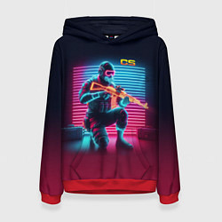 Толстовка-худи женская Counter Strike - neon glow fantasy, цвет: 3D-красный