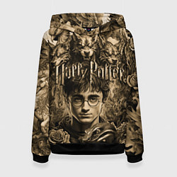 Толстовка-худи женская Гарри Поттер и волшебные существа в стиле тату, цвет: 3D-черный