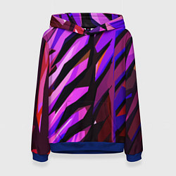 Толстовка-худи женская Фиолетово -чёрная абстракция, цвет: 3D-синий
