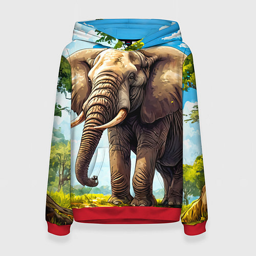 Женская толстовка Огромный слон / 3D-Красный – фото 1