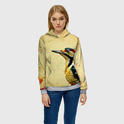 Толстовка-худи женская Большой дятел, цвет: 3D-меланж — фото 2