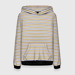 Толстовка-худи женская Бежевый с синей полосой, цвет: 3D-черный