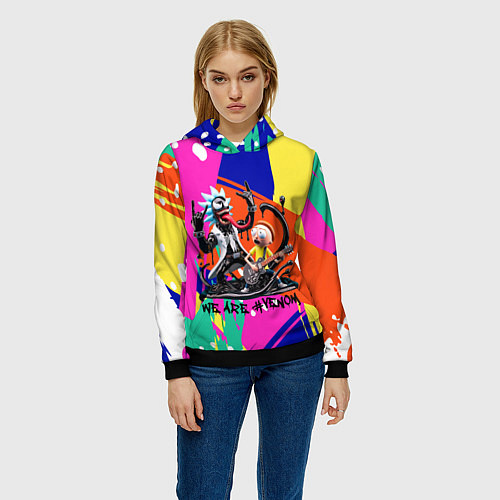 Женская толстовка Rick-Venom and Morty - rock group / 3D-Черный – фото 3