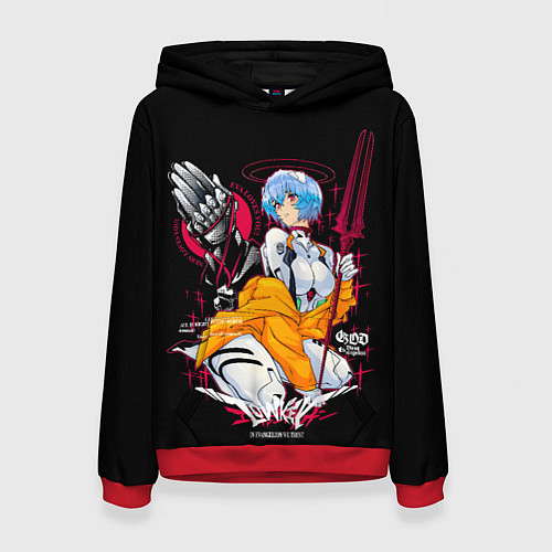 Женская толстовка Рей Аянами и копье - Евангелион / 3D-Красный – фото 1