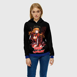 Толстовка-худи женская Аска Ленгли с копьем - Евангелион, цвет: 3D-синий — фото 2