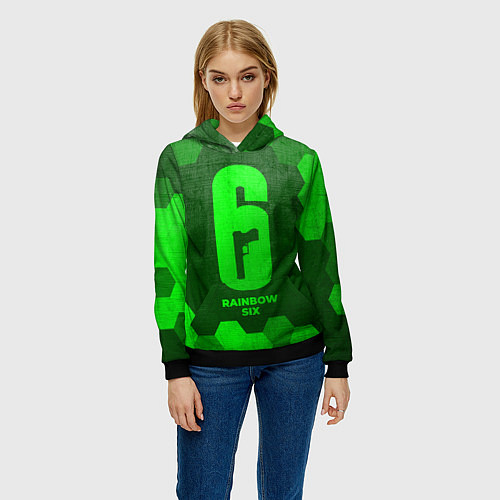 Женская толстовка Rainbow Six - green gradient / 3D-Черный – фото 3