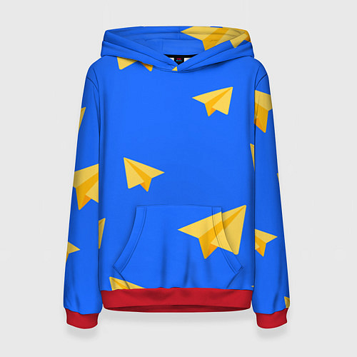 Женская толстовка Желтый самолетик / 3D-Красный – фото 1