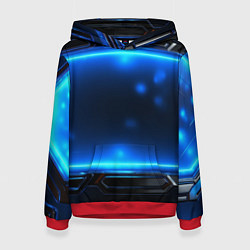 Толстовка-худи женская Синяя неоновая атмосфера, цвет: 3D-красный
