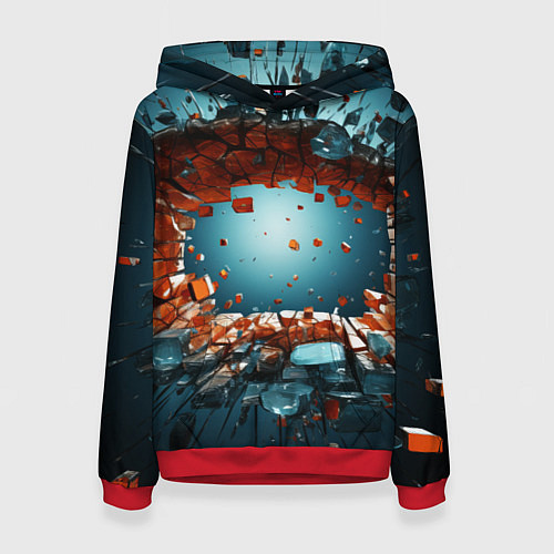 Женская толстовка Объемная дыра из частиц / 3D-Красный – фото 1