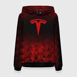 Толстовка-худи женская Tesla red poly, цвет: 3D-черный