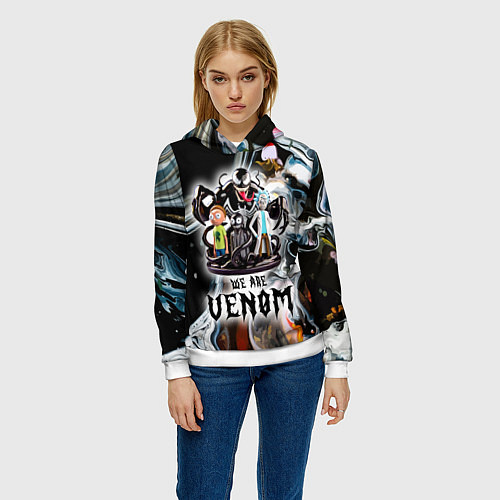 Женская толстовка Морти и Рик под властью ядовитой слизи - коллаба / 3D-Белый – фото 3