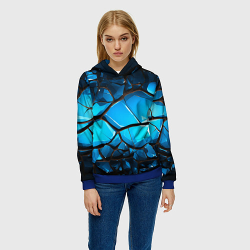 Женская толстовка Синяя текстура объемных плит / 3D-Синий – фото 3