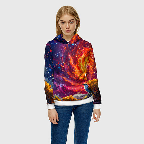 Женская толстовка Кукушка в космосе / 3D-Белый – фото 3
