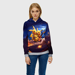 Толстовка-худи женская Пикачу с гитарой, цвет: 3D-меланж — фото 2