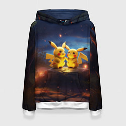 Толстовка-худи женская Влюбленные покемоны, цвет: 3D-белый