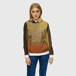 Толстовка-худи женская Конь на тетрадном листе, цвет: 3D-белый — фото 2