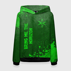 Толстовка-худи женская Bring Me the Horizon - green gradient вертикально, цвет: 3D-черный