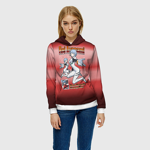 Женская толстовка Аянами Рэй из Евангелион / 3D-Белый – фото 3