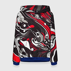 Толстовка-худи женская Красно-белые волны, цвет: 3D-синий