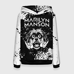Толстовка-худи женская Marilyn Manson рок пес, цвет: 3D-черный