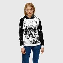 Толстовка-худи женская Burzum - рок пес, цвет: 3D-белый — фото 2