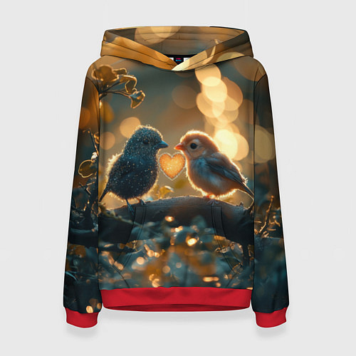 Женская толстовка Влюбленные птички / 3D-Красный – фото 1