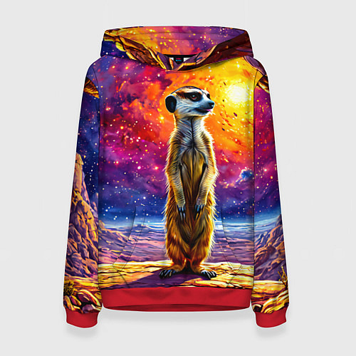 Женская толстовка Сурикат и космическое небо / 3D-Красный – фото 1