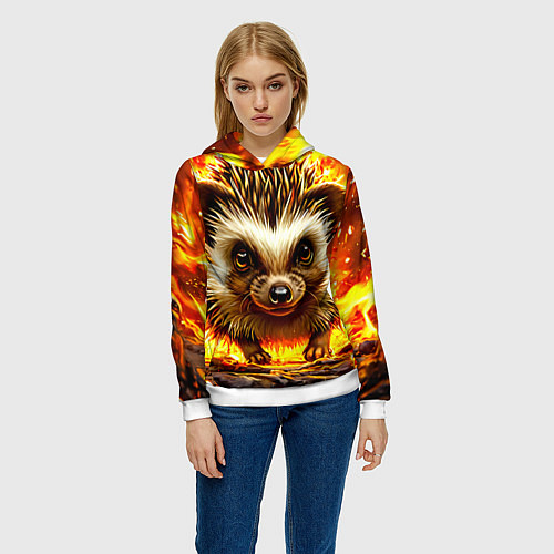 Женская толстовка Еж в огне / 3D-Белый – фото 3