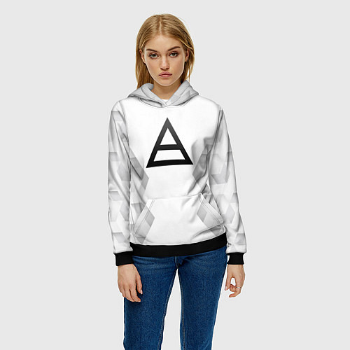 Женская толстовка Thirty Seconds to Mars white poly / 3D-Черный – фото 3