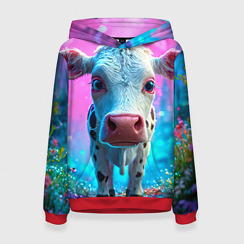 Женская толстовка Коровка в сказочном лесу / 3D-Красный – фото 1