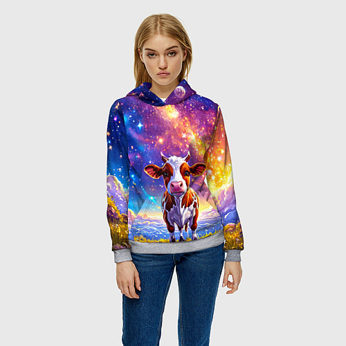 Женская толстовка Коровка и звездное небо / 3D-Меланж – фото 3