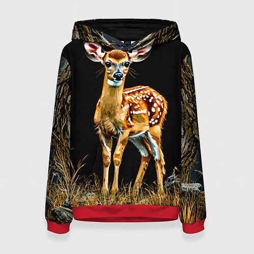 Женская толстовка Олень в ночи / 3D-Красный – фото 1