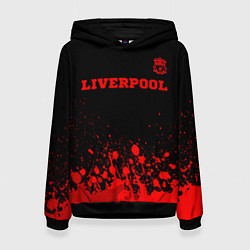 Толстовка-худи женская Liverpool - red gradient посередине, цвет: 3D-черный