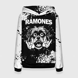 Толстовка-худи женская Ramones рок пес, цвет: 3D-черный