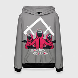 Толстовка-худи женская Персонажи из Игра в кальмара, цвет: 3D-черный