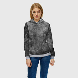 Толстовка-худи женская Абстракция - gray wall, цвет: 3D-меланж — фото 2