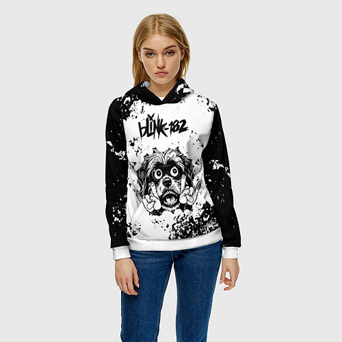 Женская толстовка Blink 182 - рок пес / 3D-Белый – фото 3