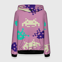 Толстовка-худи женская Пиксели фильтр, цвет: 3D-черный
