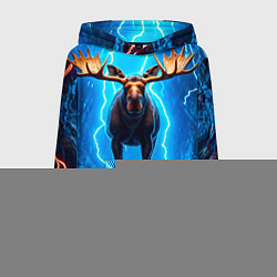 Толстовка-худи женская Лось и молния, цвет: 3D-красный