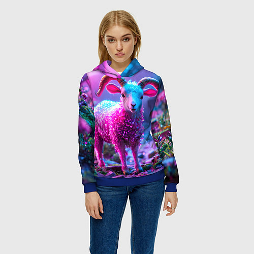 Женская толстовка Козлик в розовом / 3D-Синий – фото 3