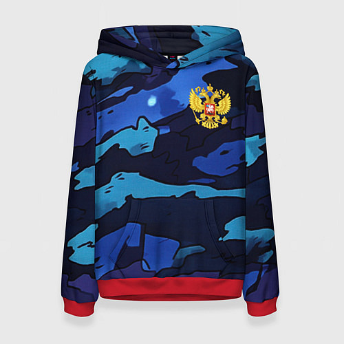 Женская толстовка Камуфляж с гербом РФ / 3D-Красный – фото 1