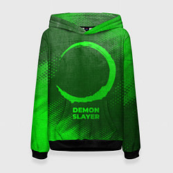 Толстовка-худи женская Demon Slayer - green gradient, цвет: 3D-черный