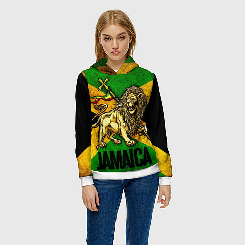 Женская толстовка Jamaica lion flag / 3D-Белый – фото 3