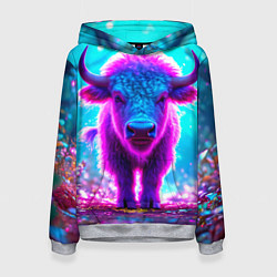 Толстовка-худи женская Белый буйвол, цвет: 3D-меланж