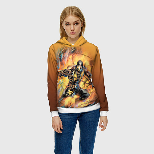 Женская толстовка Scorpion - Mortal Kombat / 3D-Белый – фото 3