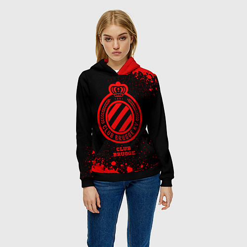 Женская толстовка Club Brugge - red gradient / 3D-Черный – фото 3