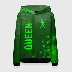 Толстовка-худи женская Queen - green gradient вертикально, цвет: 3D-черный