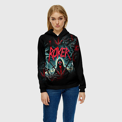 Женская толстовка Roker - blood in the ground / 3D-Черный – фото 3