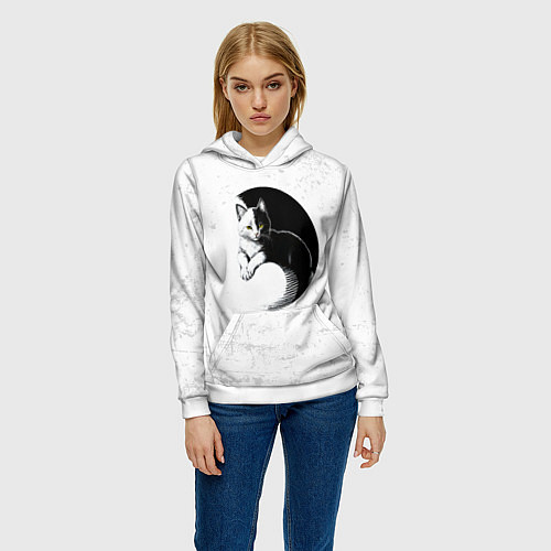 Женская толстовка Кот инь ян / 3D-Белый – фото 3