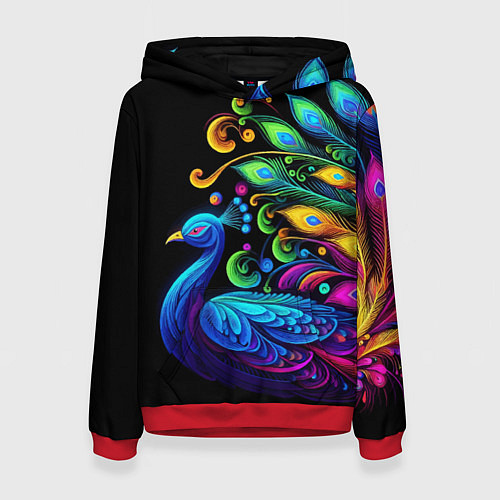 Женская толстовка Neon peacock - art / 3D-Красный – фото 1